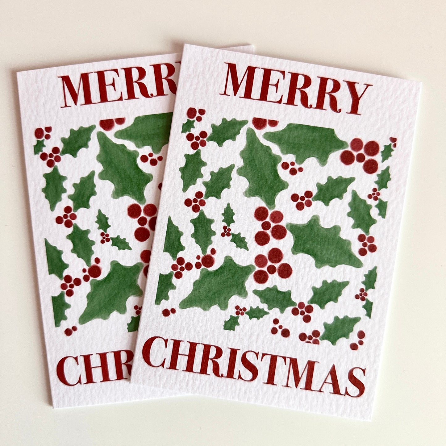 Festive Christmas Holly Card Greeting Card