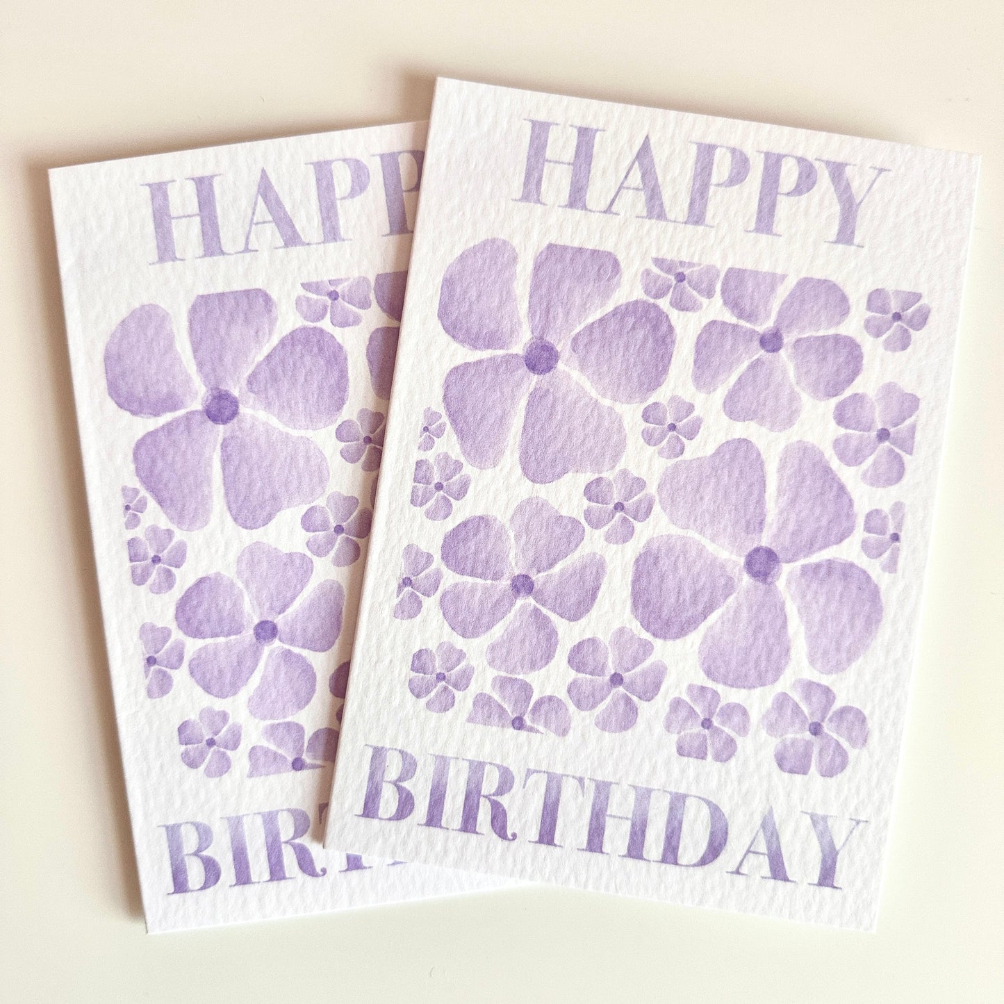 Purple Floral Happy Birthday Card