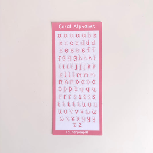 Coral Alphabet Sticker Sheet