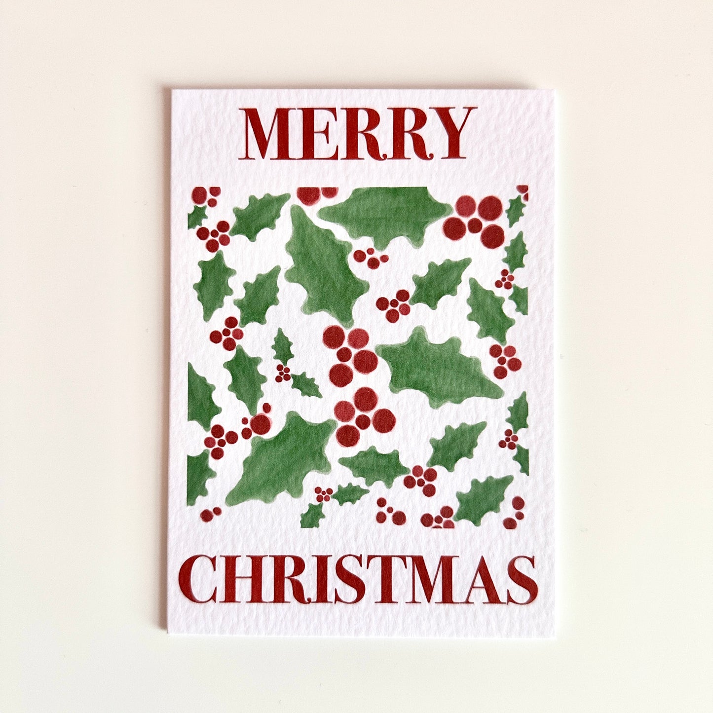 Christmas Card Holly Greeting Card Festive Merry Christmas Card