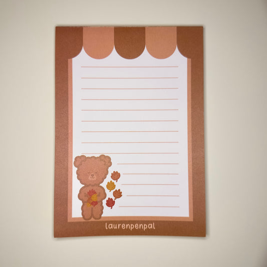 Bear Autumn Leaves Notepad
