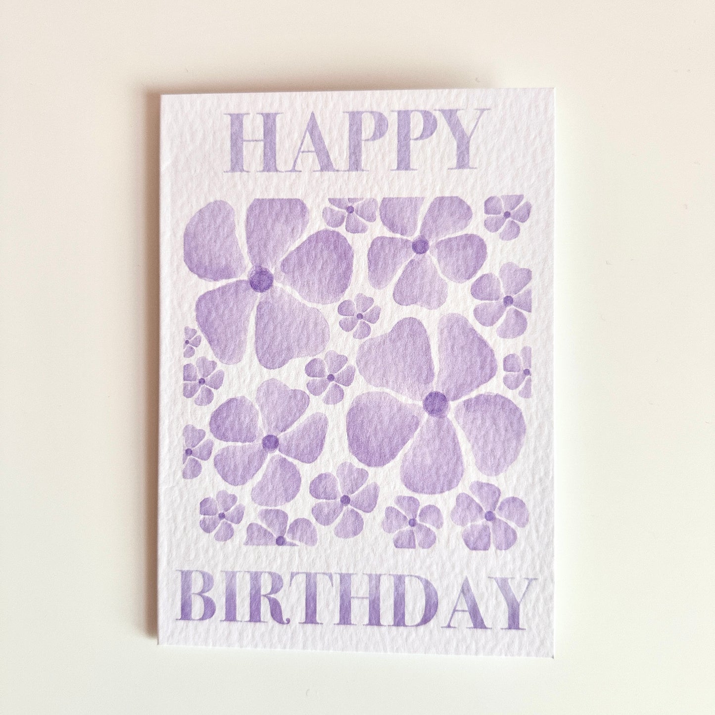 Purple Floral Happy Birthday Card