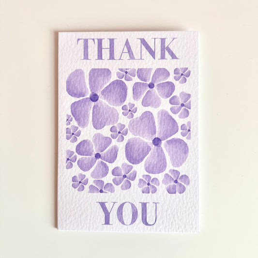 Purple Floral Thank You Card