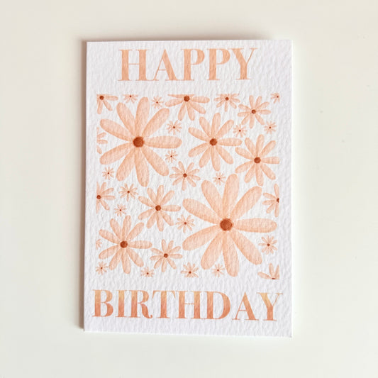 Yellow Floral Happy Birthday Card