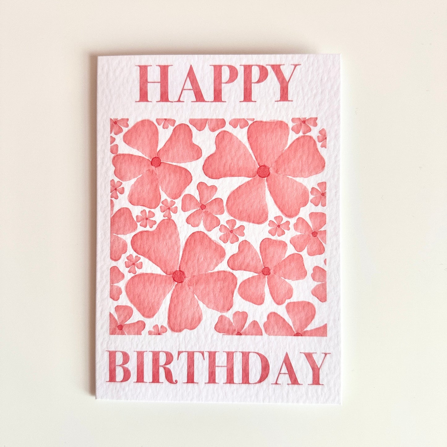 Red Floral Happy Birthday Card