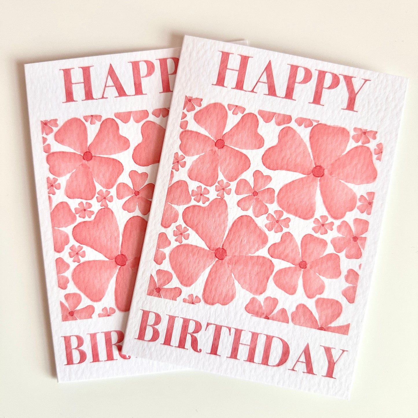 Red Floral Happy Birthday Card