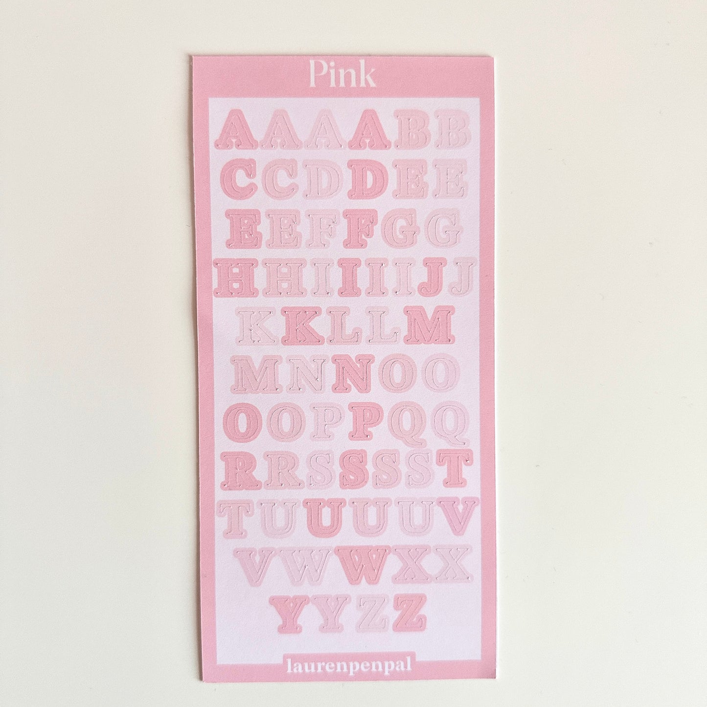 Pink Alphabet Sticker Sheet