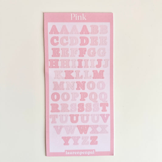 Pink Alphabet Sticker Sheet