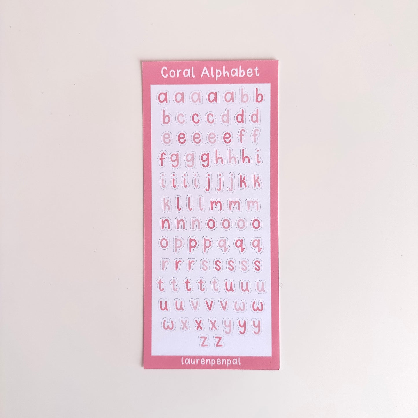 Coral Alphabet Sticker Sheet