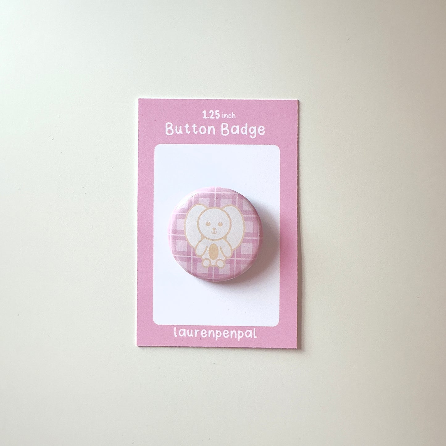 Bunny Pink Floral Button Badge