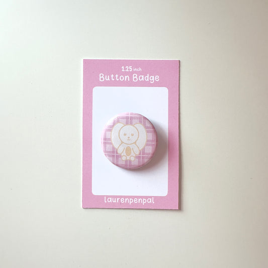 Bunny Pink Floral Button Badge
